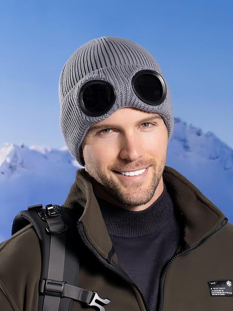  Goggle Lens Design Beanie, Casual Soft Comfortable Beanie for Fall & Winter, Fashion Accessories for Both Men & Women