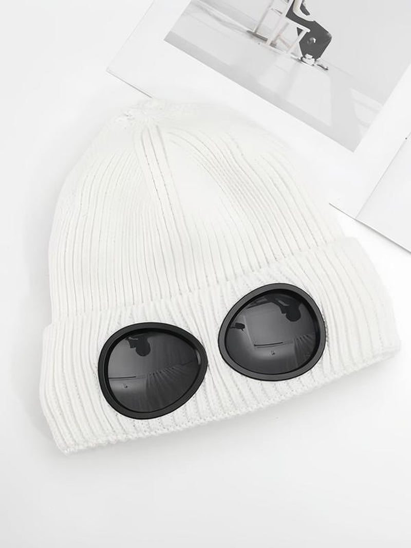  Goggle Lens Design Beanie, Casual Soft Comfortable Beanie for Fall & Winter, Fashion Accessories for Both Men & Women