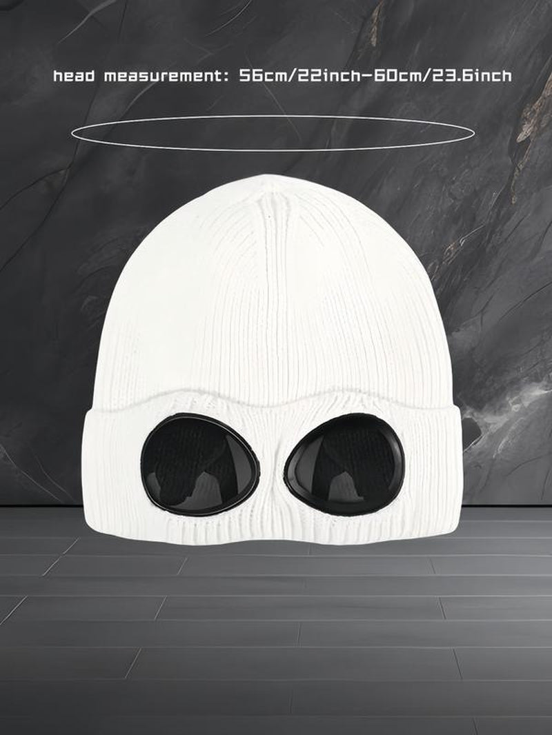  Goggle Lens Design Beanie, Casual Soft Comfortable Beanie for Fall & Winter, Fashion Accessories for Both Men & Women