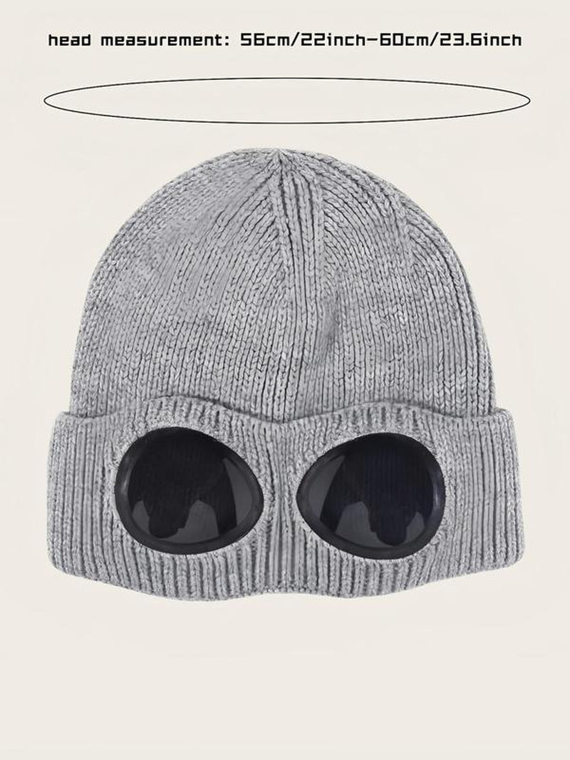  Goggle Lens Design Beanie, Casual Soft Comfortable Beanie for Fall & Winter, Fashion Accessories for Both Men & Women